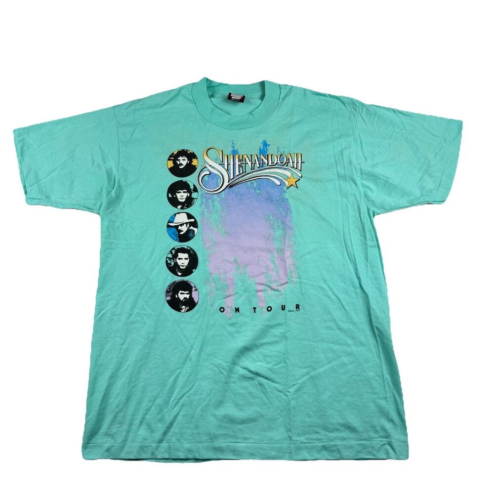 VTG Shenandoah Band On Tour T-Shirt XL Teal Single Stitch Screen Stars Best USA